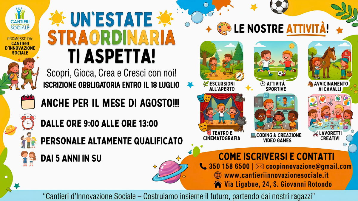 Centro Estivo anche nel mese di Agosto. Iscriviti entro sabato 18 luglio